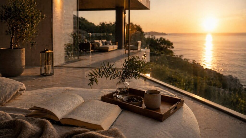 Élevé Society manifesto lifestyle premium livro pôr do sol terraço luxo