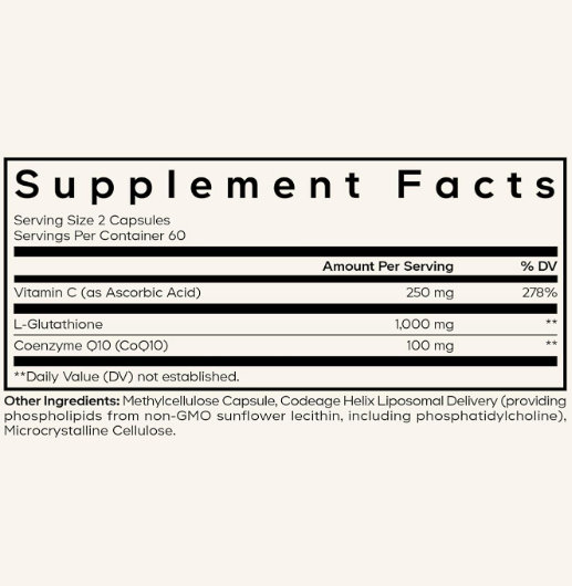 Codeage Liposomal Glutathione supplement facts label